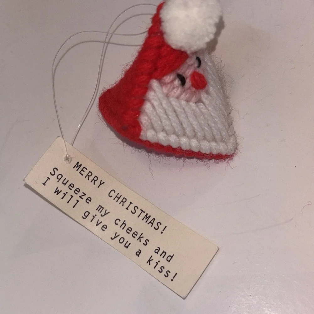 Handmade Yarn ornaments Vintage 80s Red and White Christmas Ornaments Craft Fair